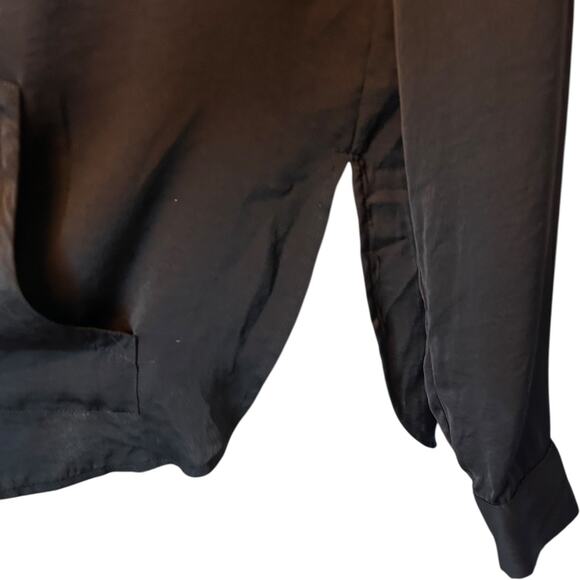 EUC  $78 Avec Les Filles Black Hoodie Style Top Silky Look and Feel Size Small - Picture 4 of 10